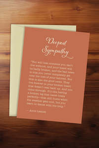 Deepest Sympathy Orange Card