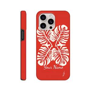 Phone Cases: Tough case - Red Monstera - PERSONALIZED