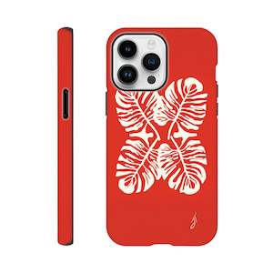 Phone Cases: Tough case - Red Monstera