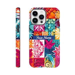 Phone Cases: Tough case - Pasifika Patch Work - PERSONALIZED