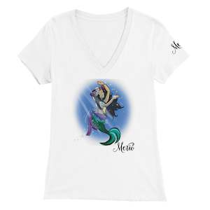Merio The Polynesian Mermaid: Premium Womens V-Neck T-shirt - Merio Maiden Dancing