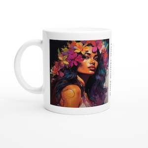 White 11oz Ceramic Mug - Polynesian Maiden PERSONALIZED