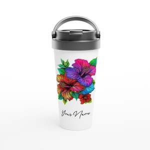 Coffee Mugs: Stainless Steel Travel Mug - Hibiscus