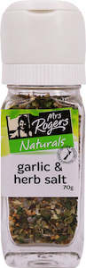 Salt Pepper: Mrs Rogers Naturals Garlic & Herb Salt Grinder 70g