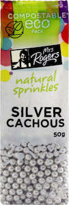 Icing Sprinkles 1: Mrs Rogers Natural Silver Cachous  Sprinkles 50g