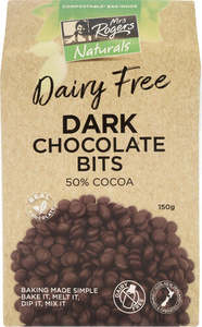 Chocolate Cocoa: Mrs Rogers Naturals Dairy Free Dark Chocolate Bits 150g