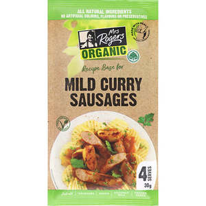 Organic Recipe Bases: Mrs Rogers Organic Recipe Base Mild Curry Sausages 30g