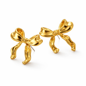 Products: Large Bow Studs Gold Me The Label
