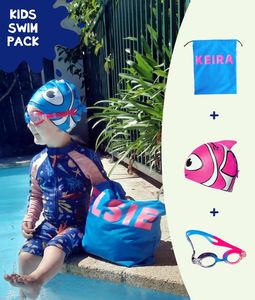Products: Kids Swim Pack Bundle - NZ-made swim bag + goggles + cap