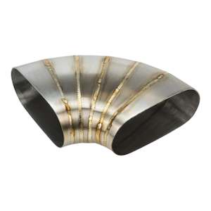 Proflow: PROFLOW PIE CUT WELDED OVAL TUBE HORIZONTAL 304 STAINLESS STEEL, 4.0" 90 DEG