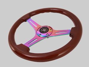 Scarles Wood Series: Neo Chrome Mahogany Steering Wheel 340mm