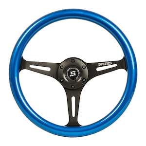 Metallic Blue Mahogany Steering Wheel 340mm