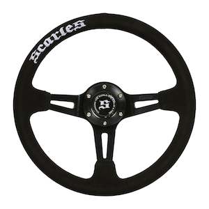 Car Builders: Scarles Suede Dedicated Drift Steering 350mm-90mm (White Logo)