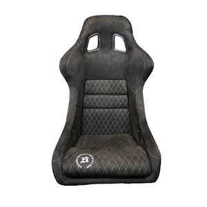 Glitterback Seats: Bucket Seat Fixed - Pro Suede Checker Black, red glitter back