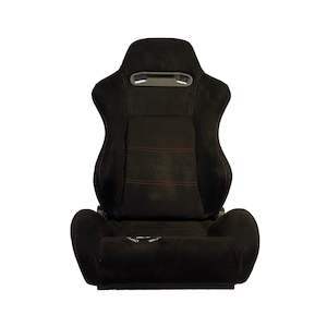 Reclinable Seats: Bucket Seat Reclinable - Black Suede w/ Red Stitching