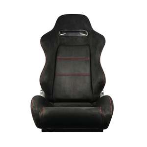 Bucket Seat Reclinable - Black Suede w/ Red Stitching