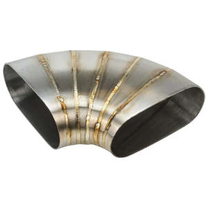 PROFLOW PIE CUT WELDED OVAL TUBE HORIZONTAL 304 STAINLESS STEEL, 3.5 IN. 90 DEG