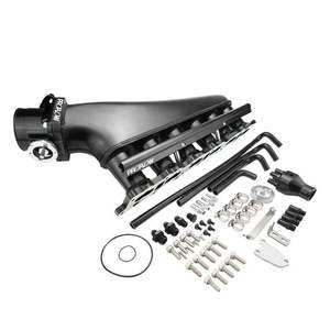 Proflow: PROFLOW INTAKE MANIFOLD KIT, FABRICATED ALUMINIUM, BLACK, NISSAN RB25 INLET PLENUM, 90MM THROTTLE BODY, FUEL RAIL
