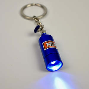 Scarles Keychains: NOS Bottle Keychain with LED - Blue