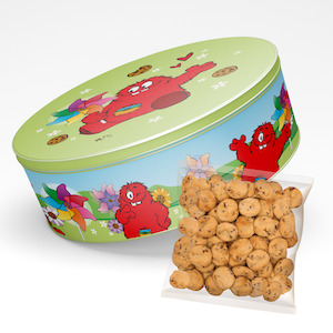 Windmill Round Tin with 275g Chocolate Chip Bite Size Cookies