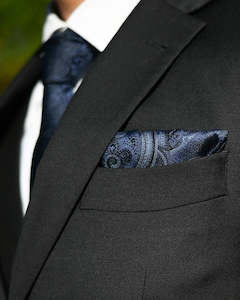 Wedding Suit Hire New Zealand: WEDDING SUIT HIRE | Navy Blue Paisley Pocket Square