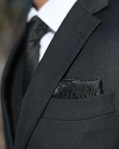 School Ball Suit Hire New Zealand: SCHOOL BALL-FORMAL SUIT HIRE | Black Paisley Pocket Square TO HIRE