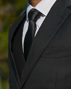 School Ball Suit Hire New Zealand: SCHOOL BALL-FORMAL SUIT HIRE | Plain Black Silk-look Tie TO HIRE