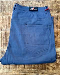 Chinos: Michel Rouen | Stretch Cotton-blend 5-pocket Chinos | Blue