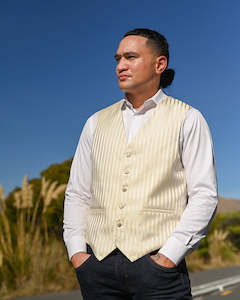 Vest: Ex Rental | Waistcoat | Creamy Gold Stripes