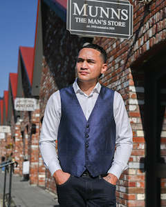 Vest: Ex Rental | Waistcoat | Textured Navy Blue