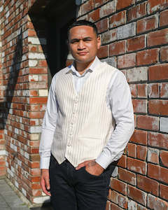 Vest: Ex Rental | Waistcoat | Cream Stripe