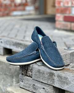 Leather Footwear For Men New Zealand: Ferracini | Men's Casual Slip-on Shoes | Genuine Suede | Blue