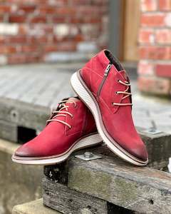 Leather Footwear For Men New Zealand: Ferracini | Smart-casual Boots | Genuine Leather | Red | CLEARANCE