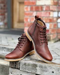 Leather Footwear For Men New Zealand: Ferracini | Genuine Leather Dress Boot | Mid Brown | CLEARANCE