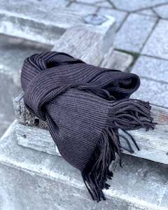 Scarves: AUTN Australia | Black and Aubergine Striped Scarf | CLEARANCE