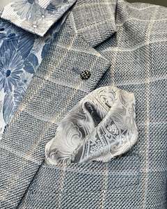 Pocket Squares: Pocket Square | Silver Paisley Microfibre