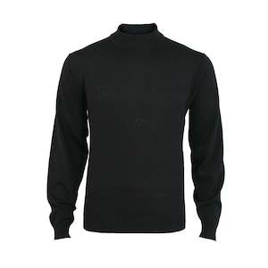 Knitwear For Men Super Fine Merino Pullovers Vests Zippered Pullovers: Silverdale Wool Turtle Neck | Merino | Black | Classic Fit