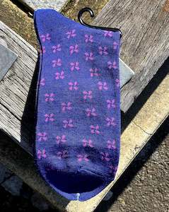 Visconti Socks | Cotton Blend | 1 pair | Pink Petals Blue Ground
