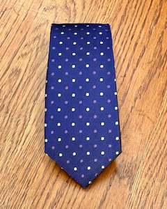 Michel Rouen | Pure Silk Tie | Purple with White & Pale Purple Dots | CLEARANCE
