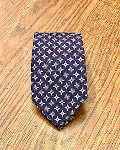 Munns Menswear Online Clearance Quality Menswear Discounted: Michel Rouen | Pure Silk Tie | Star Flower Motif | CLEARANCE