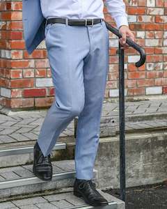 Business Suits Formal Suits For Men New Zealand: Savile Row | Linen-Merino Suit Trousers | Sky | Light Blue