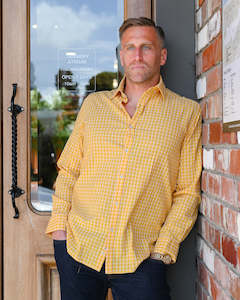 Daniel Hechter | Long-sleeve Yellow Check Shirt | 100% Cotton | CLEARANCE