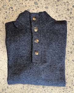 Berlin | Pure Lambswool 3/4 Zip-Neck Jumper | Charcoal