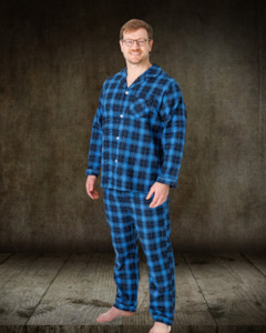 Lichfield Downunder | Brushed Cotton Pajamas | Blue Check