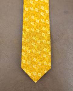 Buckle | Tie & Matching Pocket Square | Yellow Leaves & Flowers