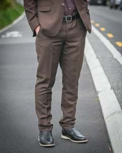 Savile Row | Linen-Merino Suit Trousers | Brown