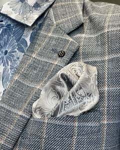 Parisian | Pocket Square | Silver Paisley Microfibre