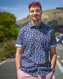 Jimmy Fox | Short-sleeve Shirt | Cotton | Surfboard Motif