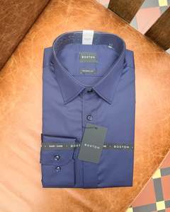 Boston | Liberty Plain Collar Dual Cuff Business Shirt | Navy