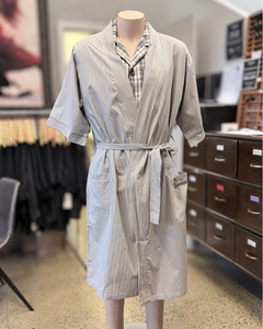 Lichfield | Summer Robe | 100% Summer-weight Cotton | Grey & White Pinstripe